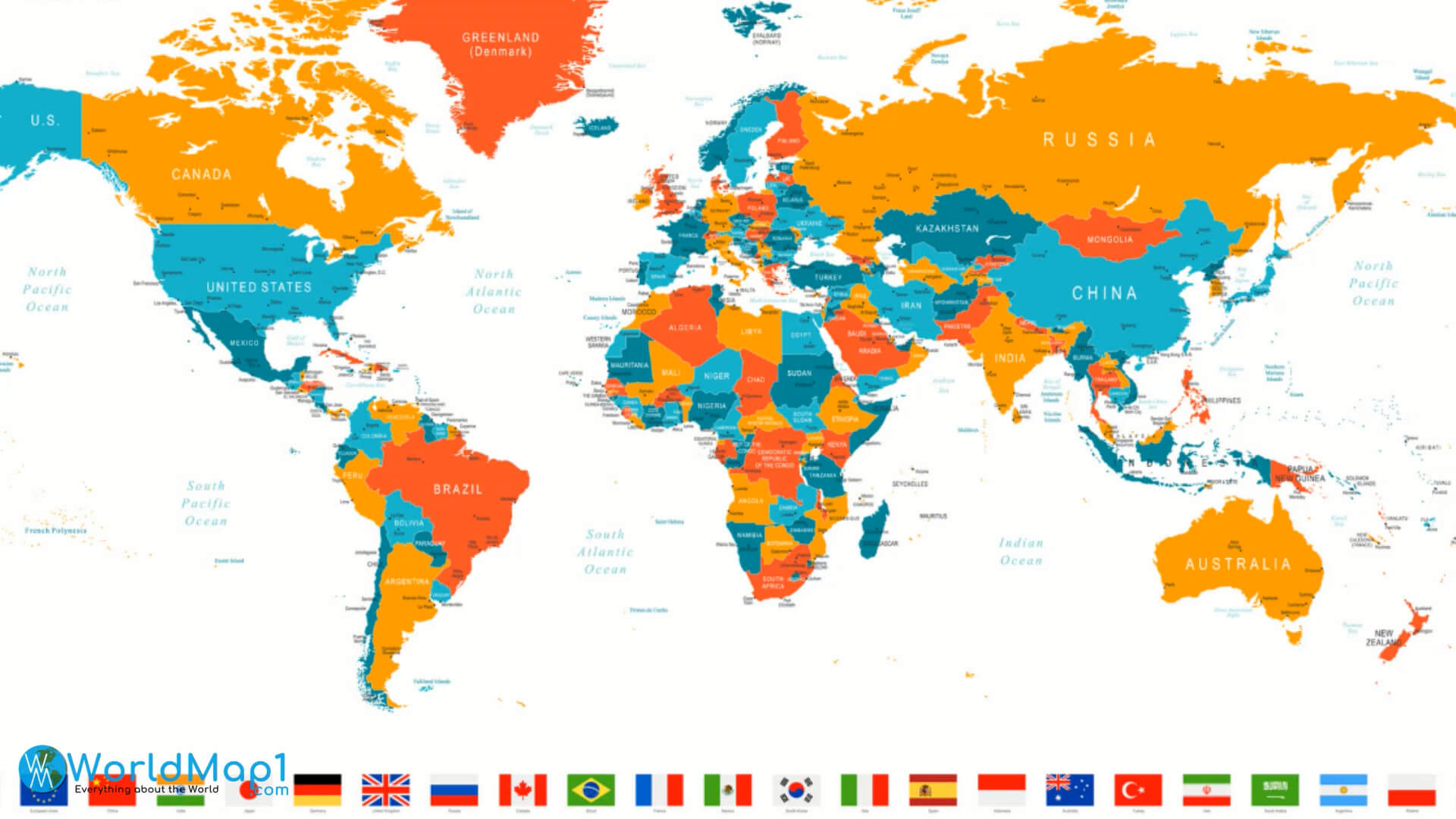 Africa on World Map with Countries Flag